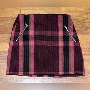 Plaid Pink and Black Wool Skirt